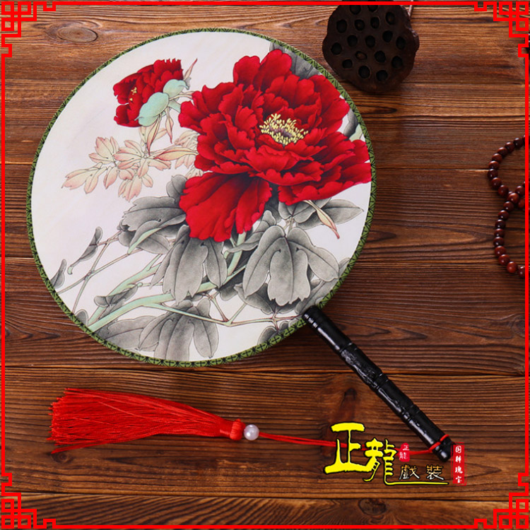 南浔古典中国风团扇空白扇跳舞蹈扇 真丝宫扇