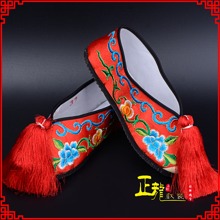 南浔京剧越剧戏曲彩鞋花旦绣花 普平底彩鞋